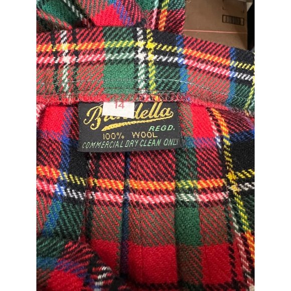 Brendella Wool Pleated Plaid Made In Ireland Red Kilt Size 14 - Picture 4 of 6